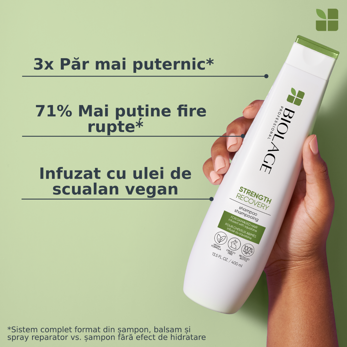 Șampon Profesional Reparare Intensă Biolage Strength Recovery cu Ulei de Squalane 250ml – Pentru Păr Deteriorat