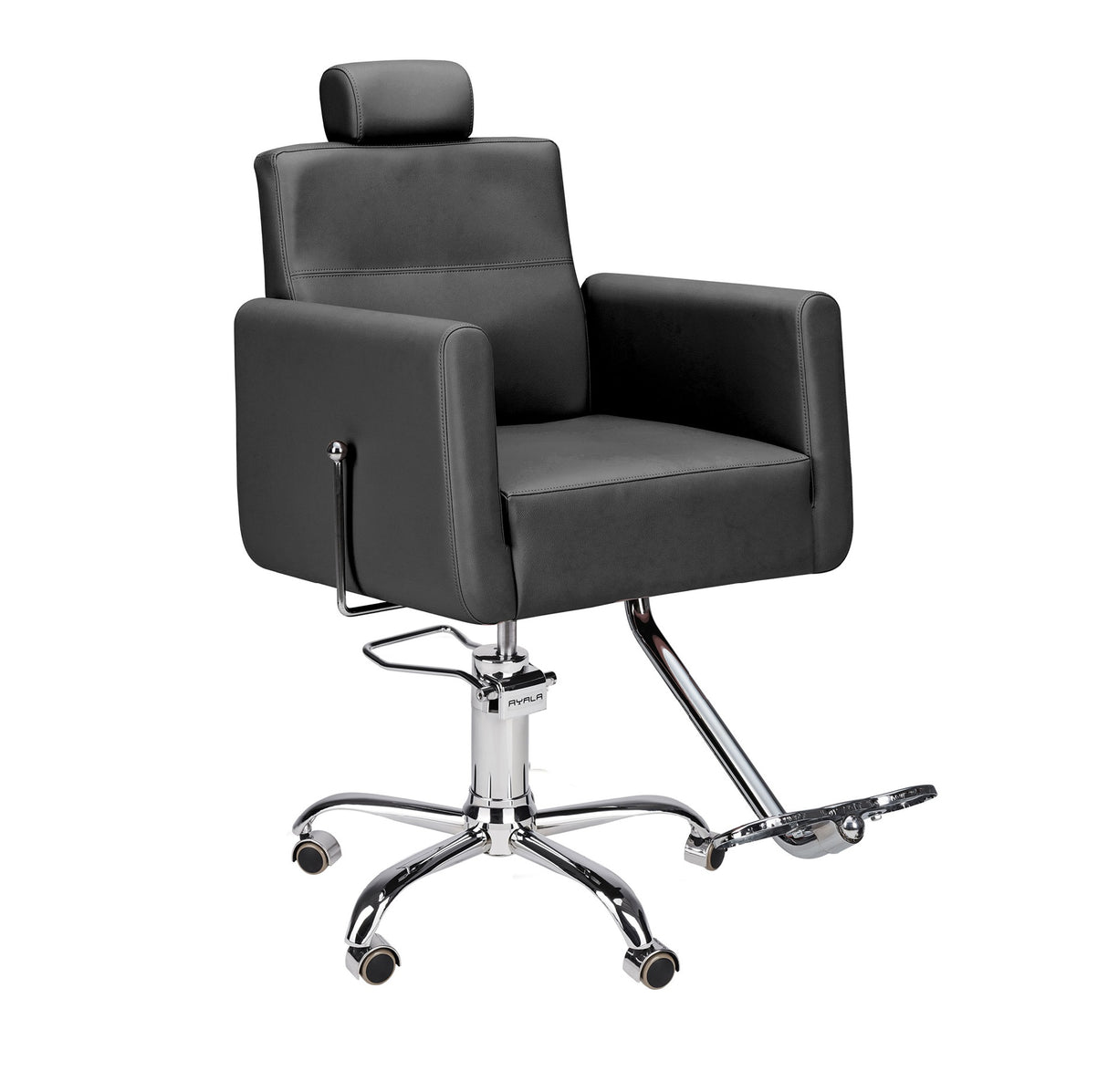 Ayala Scaun de Frizerie Ray 01 Negru cu Bază pe Roți Cromate