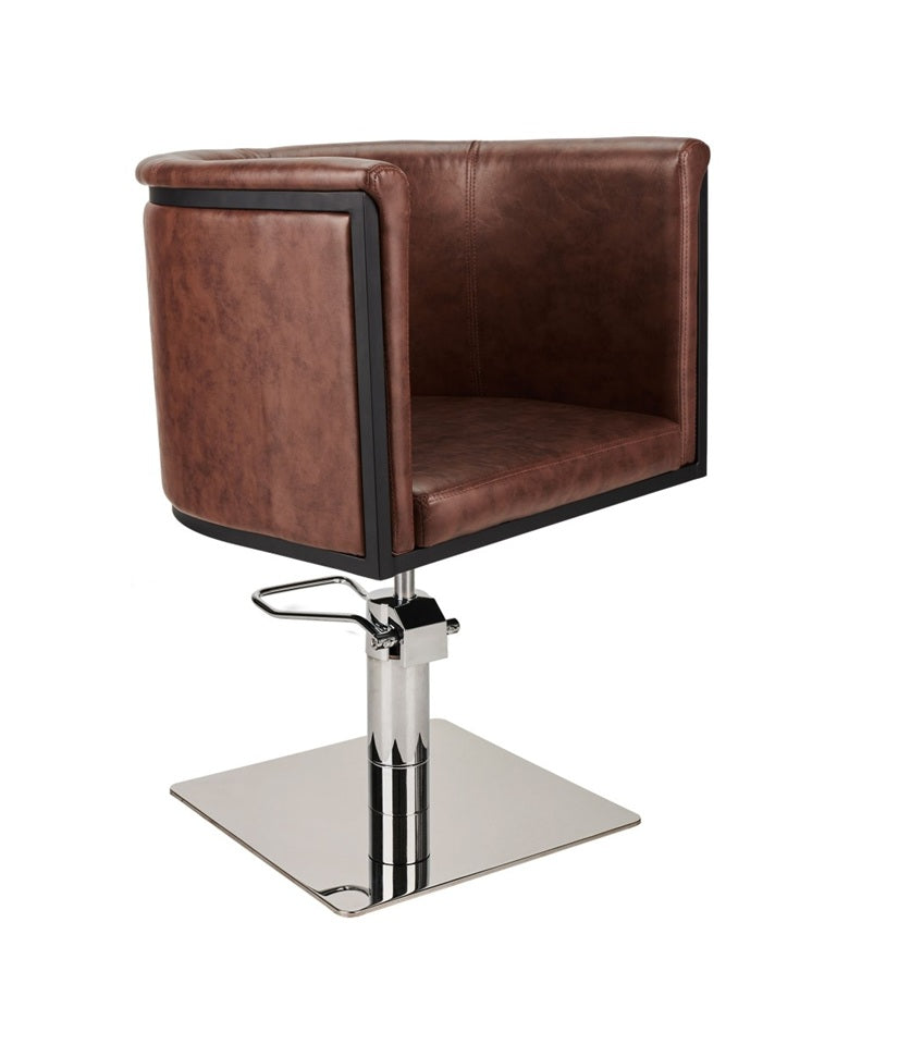 Ayala Gio 01 – Scaun de Coafor Maro cu Bază Pătrată Argintie