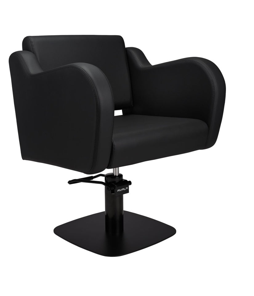 Ayala Holly C1 P-7 Scaun de Coafor Negru cu Cusături Fine Negre și Bază Pătrată Neagră