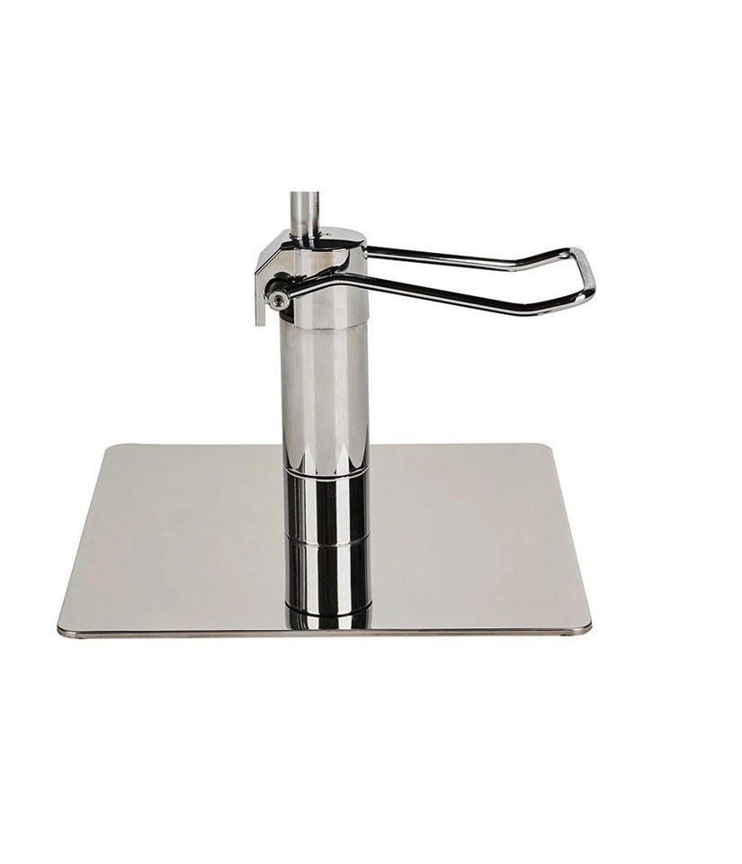 Ayala Holly 01 P-7 Scaun de Coafor Negru cu Cusături Aurii și Bază Pătrată Cromată Argintie