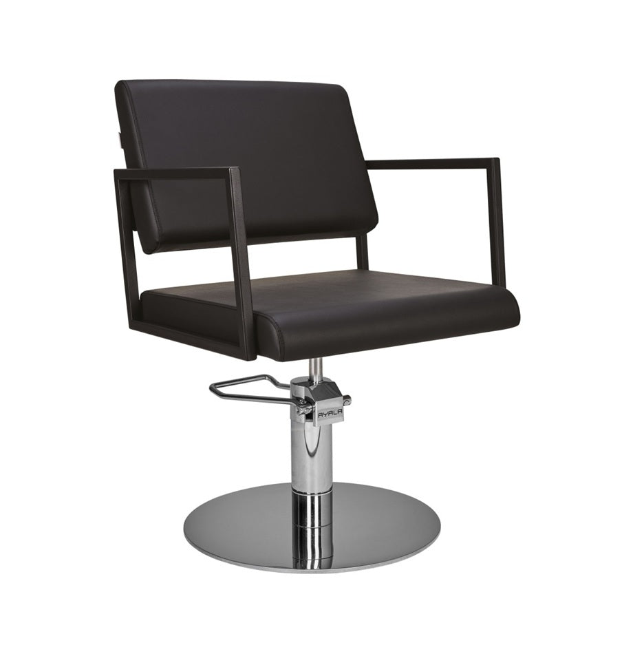 Ayala Loft 01 P-7 Scaun de Coafor Maro cu Bază Rotundă Argintie