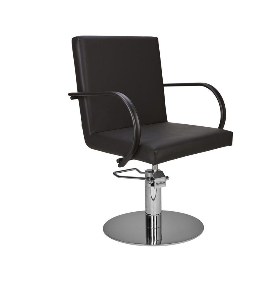 Ayala Pik 01 P-7 Scaun de Coafor Negru cu Bază Rotundă Argintie
