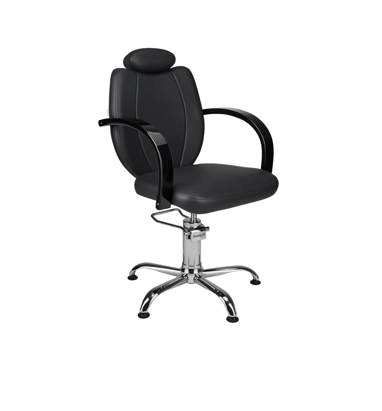 Ayala Toledo 01 P-7 – Scaun de Coafor cu Tetieră, Cotiere Lăcuite & Bază pe Picioare Negre