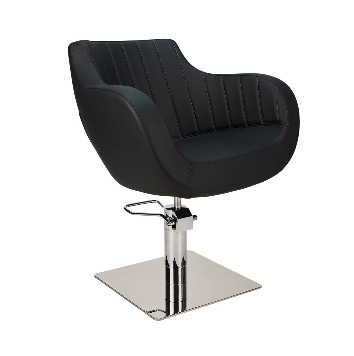 Ayala Thomas P 01 P-7 – Scaun de Coafor Premium cu Cusături Verticale Fine și Bază Pătrată Argintie