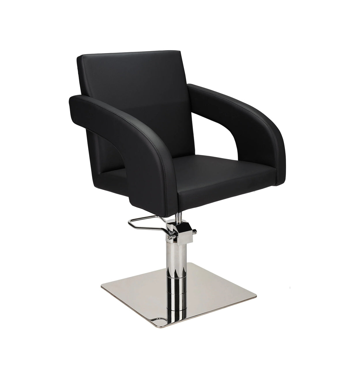 Ayala Tina 01 P-7 Scaun de Coafor Negru cu Bază Pătrată Argintie