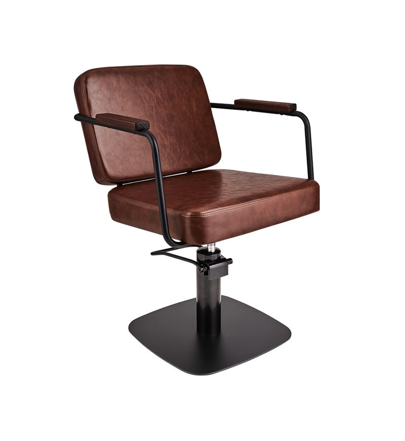 Ayala Enzo C1 – Scaun Profesional de Coafor Maro cu Bază Pătrată Neagră, Design Boho pentru Saloane Moderne