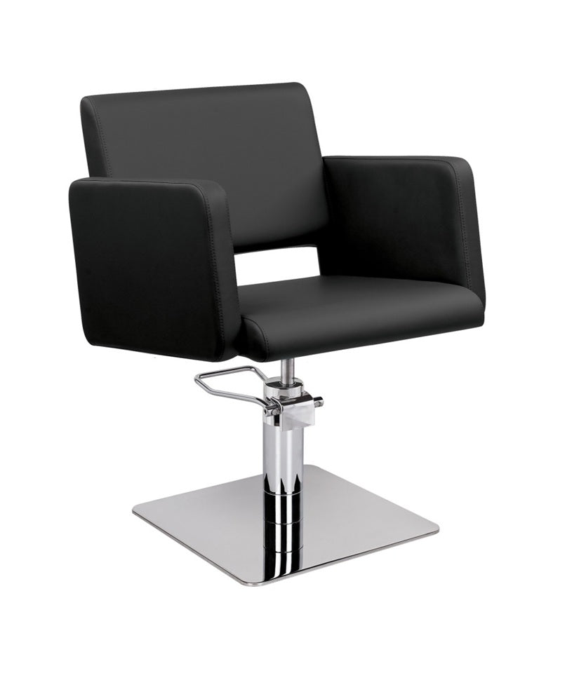 Ayala Lea 01 P-7 Scaun de Coafor Negru cu Bază Pătrată Cromată Argintie