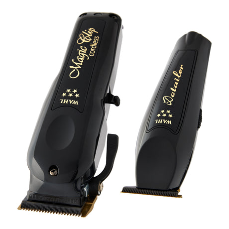 Wahl Cordless Barber Combo: mașină de tuns Magic Clip și trimmer Detailer Li, ambele fără fir.
