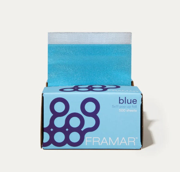 Framar Blue – Set 500 Folii de Aluminiu Pre‑Tăiate și Embosate pentru Șuvițe și Tehnici Profesionale