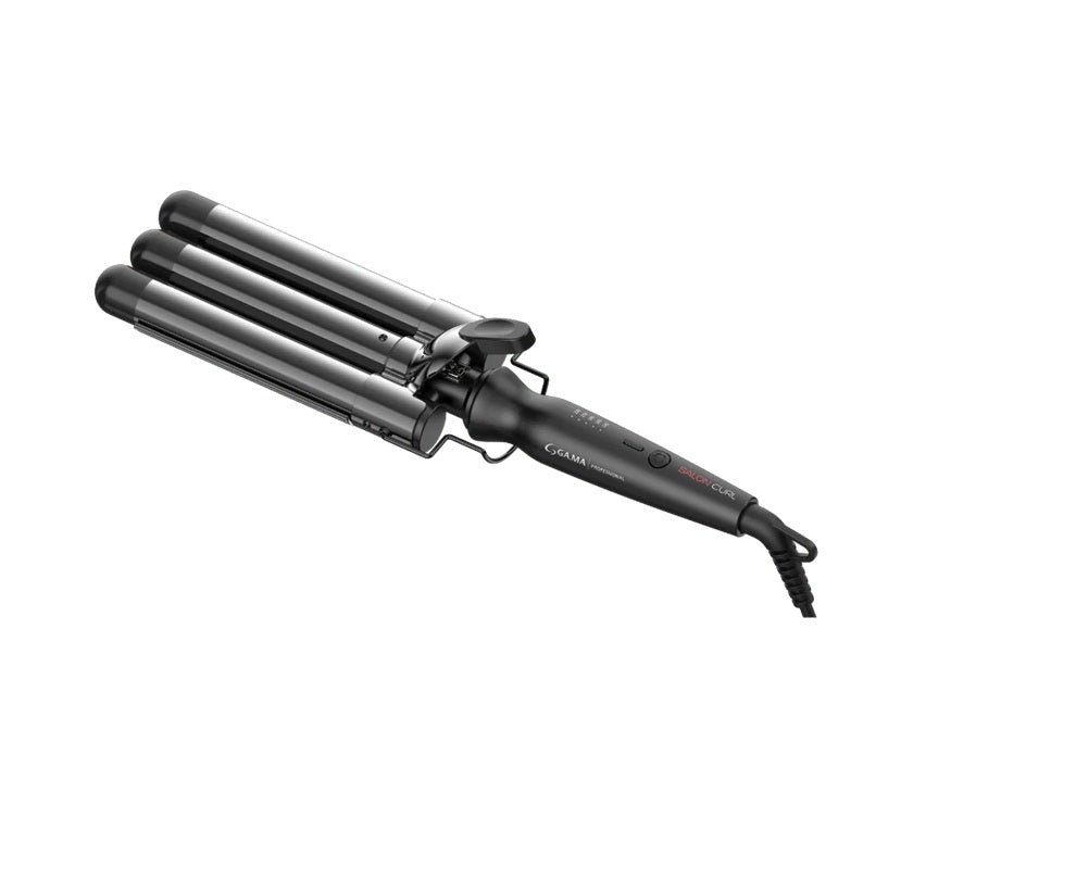 GA.MA Silk Salon Ondulator Triplu  Profesional – Bucle Voluminoase și Definite, Tehnologie Ceramică și Ionizare, Temperatură Reglabilă 120–220°C