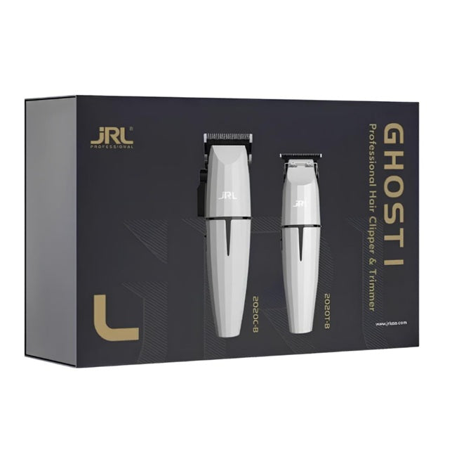 JRL Fresh Fade White Ghost Combo – SET de Mașină de Tuns 2020C și Trimmer 2020T Onyx, cu Tehnologie Cool Blade, Smart-Clip și Design Alb Premium
