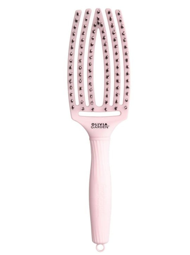 Olivia Garden FingerBrush Pastel Combo Medium Pink – Perie Profesională pentru Descurcare, Volum și Strălucire Naturală M