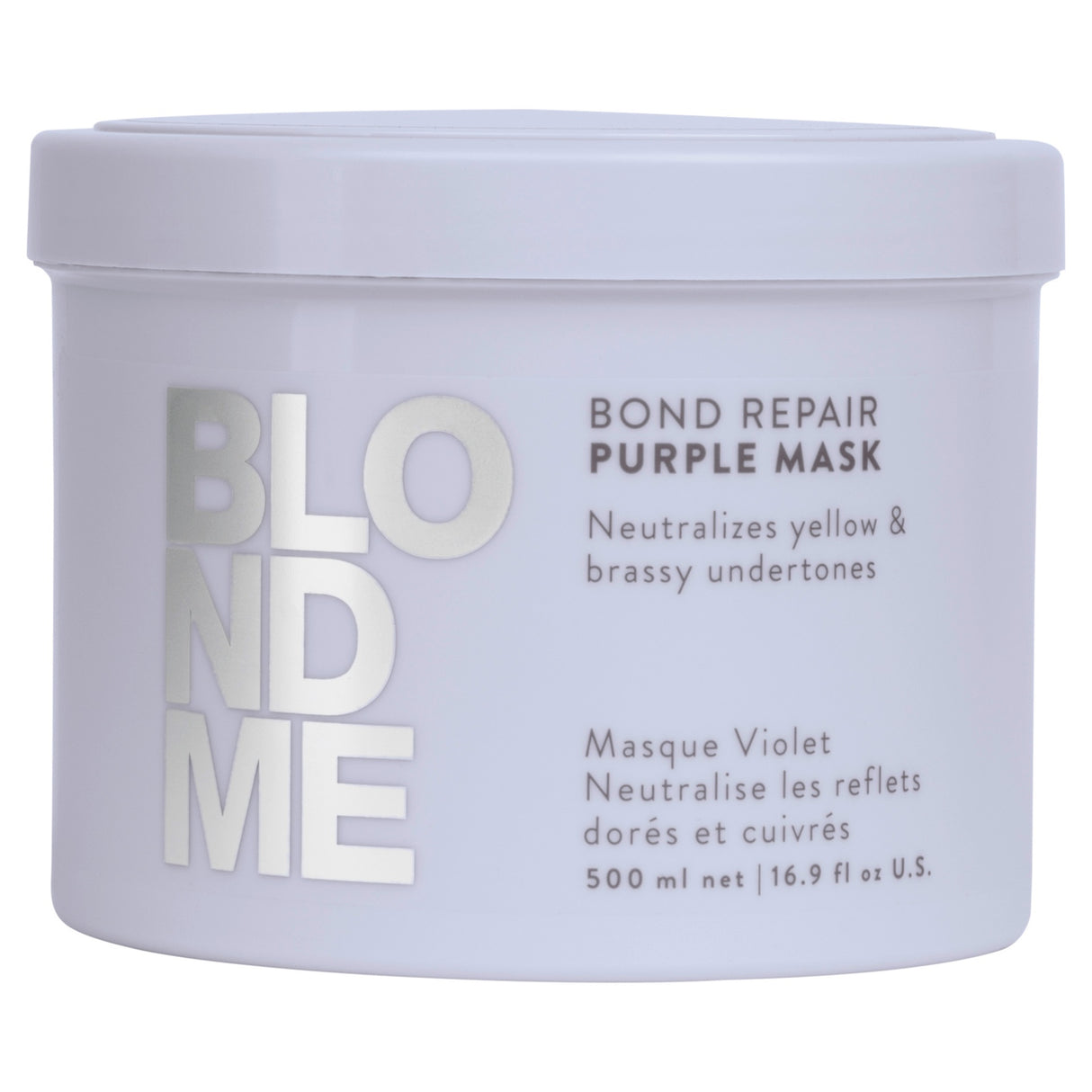 Mască Mov Reparatorare Schwarzkopf BLONDME Bond Repair – Anti-Galben, Claritate și Forță pentru Părul Blond