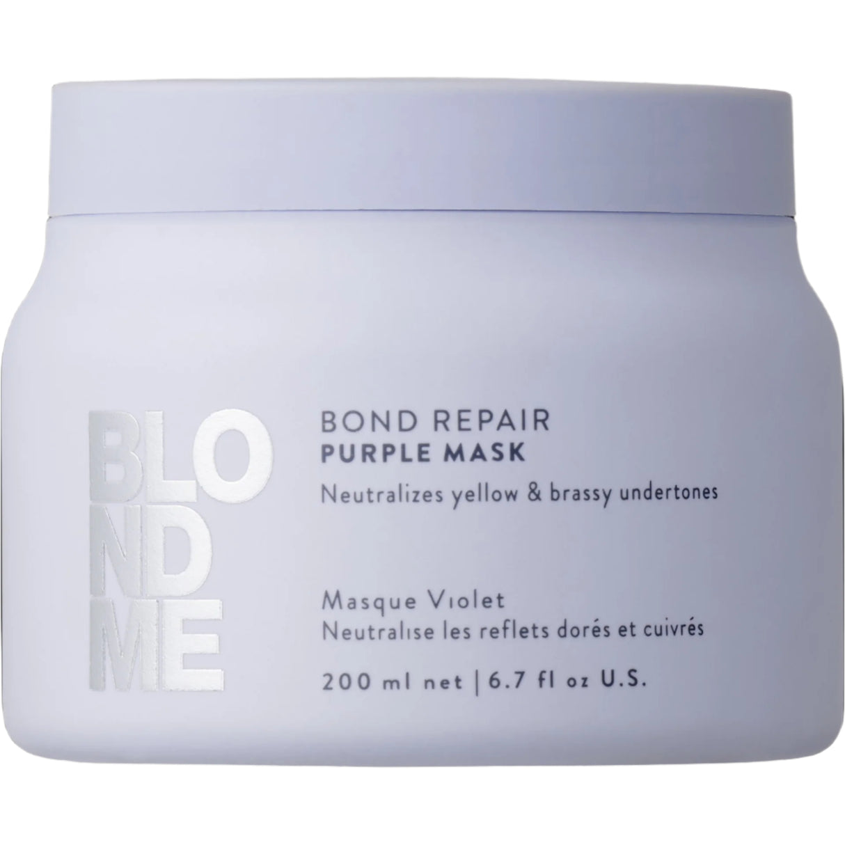 Mască Mov Reparatorare Schwarzkopf BLONDME Bond Repair – Anti-Galben, Claritate și Forță pentru Părul Blond
