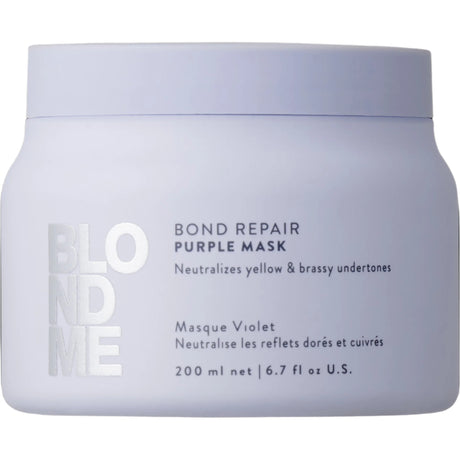 Mască Mov Reparatorare Schwarzkopf BLONDME Bond Repair – Anti-Galben, Claritate și Forță pentru Părul Blond