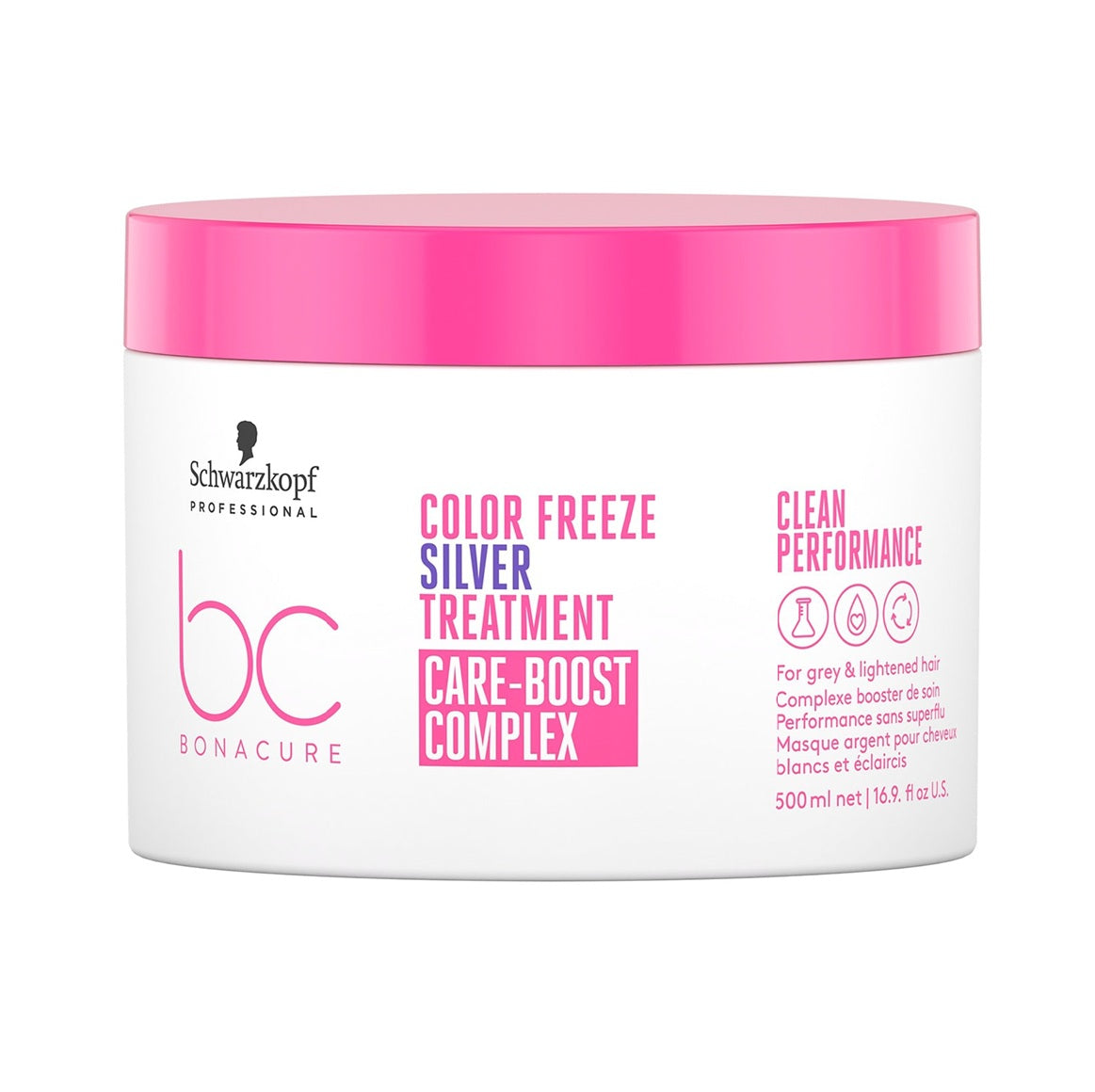 Schwarzkopf Professional Bonacure Color Freeze Silver Treatment 500ml – Mască Profesională Anti-Galben pentru Păr Blond, Gri sau Alb, cu Tehnologie pH 4.5 și Fixare Intensă a Culorii