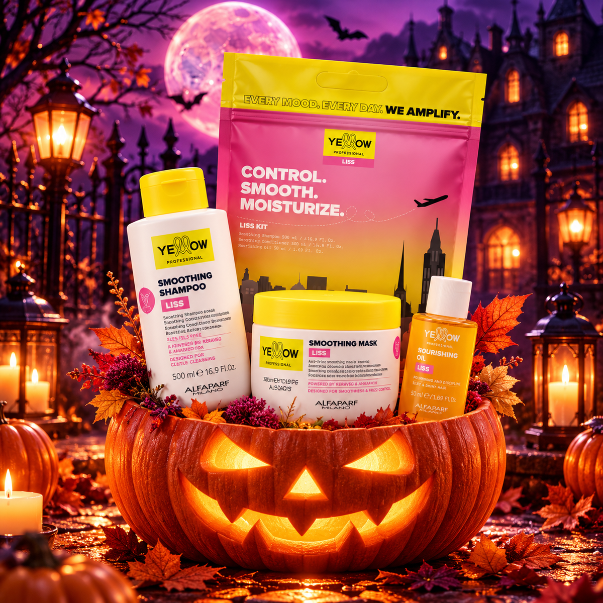 Yellow Pro Holiday Kit Liss – Netezire și Control pentru Păr Rebel