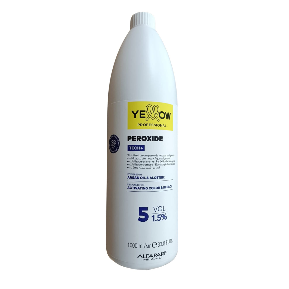 YELLOW Peroxide Tech+ 1,5% 5Vol– Emulsie Oxidantă Profesională pentru Colorare Uniformă și Strălucitoare