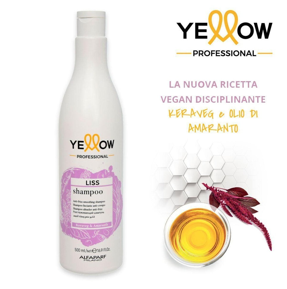 Yellow Liss Shampoo 500ml – Șampon Profesional cu Keratină Vegetală și Ulei de Amarant pentru Păr Neted, Protejat și Ușor de Controlat