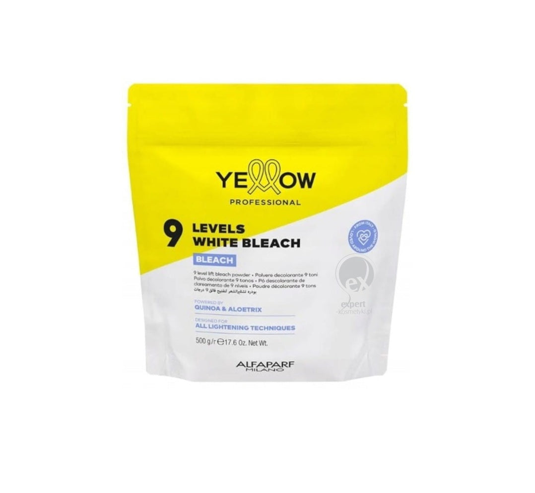 Yellow Professional Bleach Pudră Decolorantă 9 Tonuri, 500g – Blond Platinium Ultra Clar, Fără Compromisuri