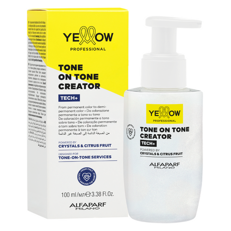 Alfaparf Yellow Tone-On-Tone Creator Tech+ 100ml – Transformă Vopseaua Permanentă în Colorare Ton Pe Ton cu Precizie Profesională