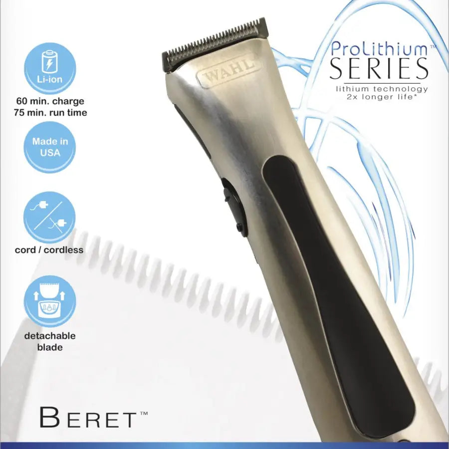 Wahl Beret – Aparat de Contur Profesional Cord/Cordless cu Lame Detașabile și Baterie Li-Ion Eficientă - Aparatură