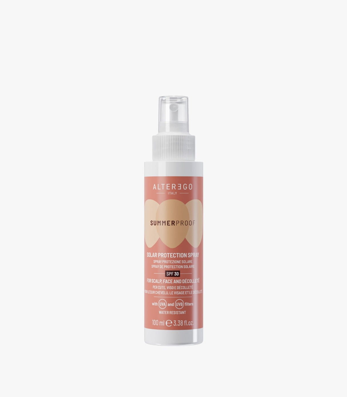AlterEgo Summer Proof Solar Protection Spray – Spray de Protecție Solară pentru Păr, Scalp și Ten, 100 ml