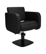 Ayala Globe 01 P-7 – Scaun de Coafor Negru cu Cusătură Neagră și Bază Pătrată Neagră