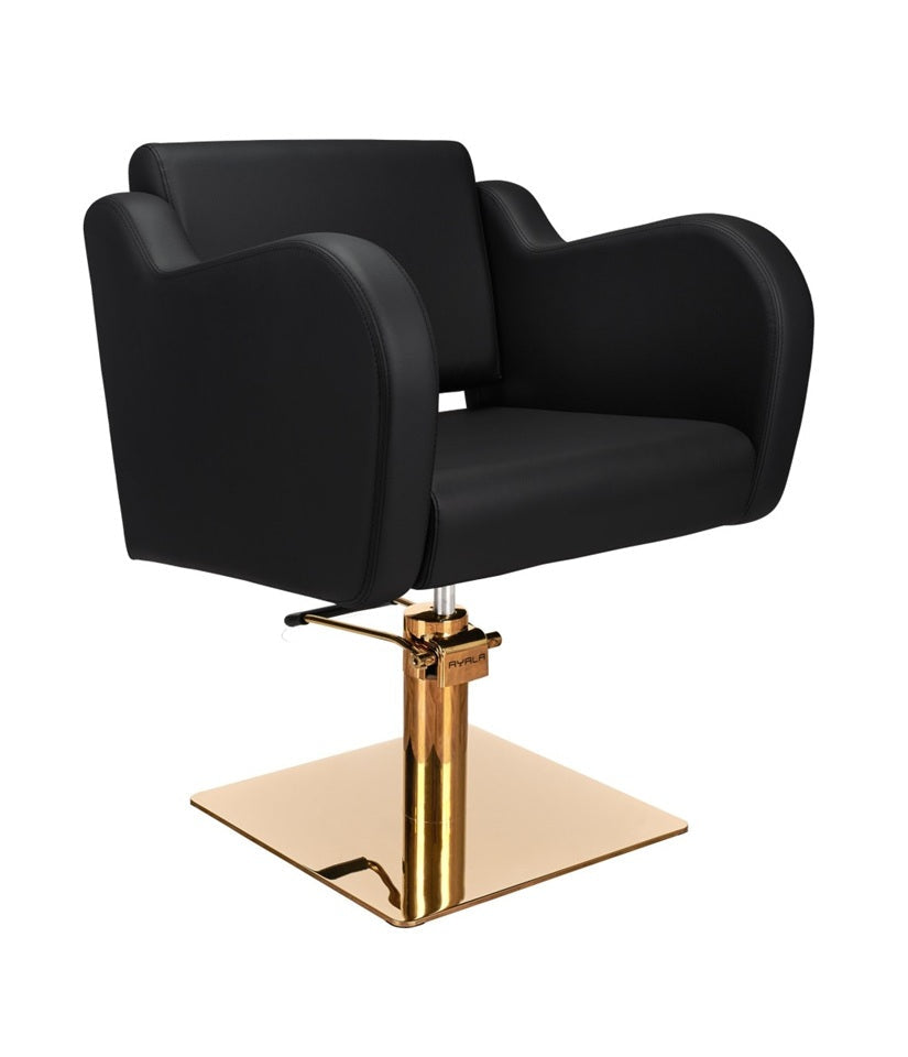 Ayala Holly G1 P-7 Scaun de Coafor Negru cu Cusături Fine Negre și Bază Pătrată Aurie