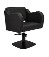 Ayala Holly C1 P-7 Scaun de Coafor Negru cu Cusături Aurii și Bază Pătrată Neagră