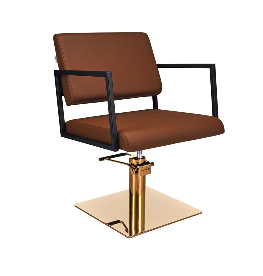 Ayala Loft G1 P-5 Scaun de Coafor Maro cu Bază Pătrată Aurie