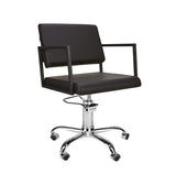 Ayala Loft 01 P-7 Scaun de Coafor Negru cu Bază pe Roti Cromate