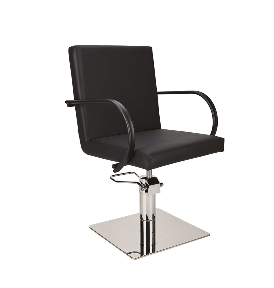 Ayala Pik 01 P-7 Scaun de Coafor Negru cu Bază Pătrată Argintie