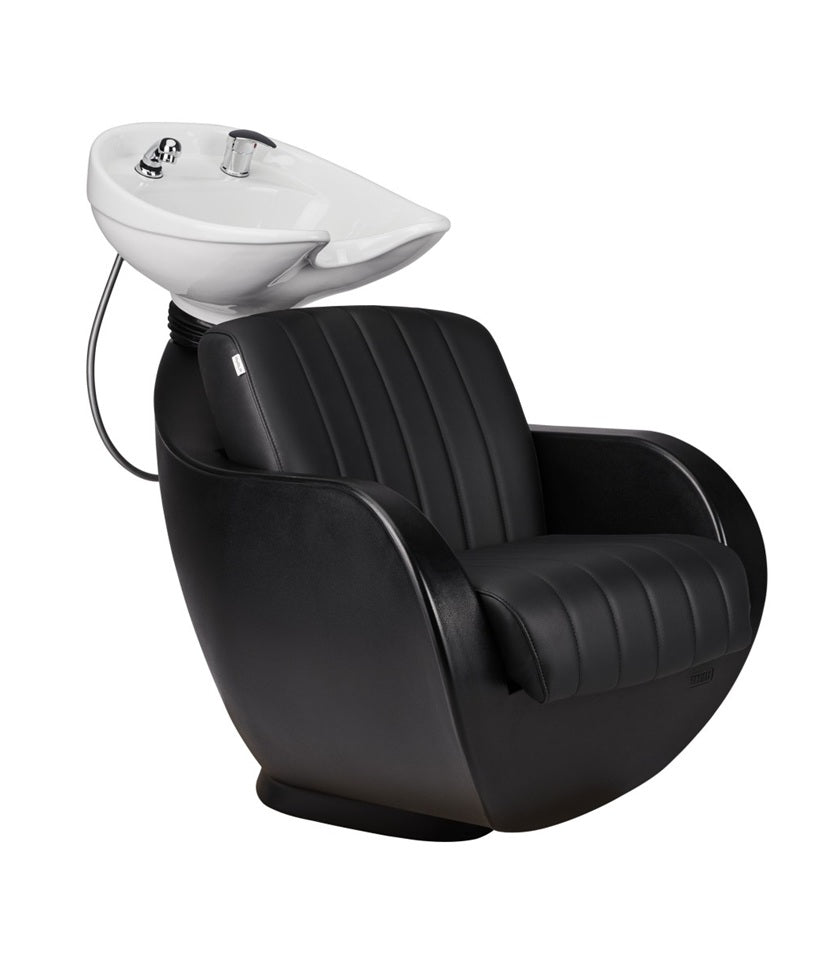 Ayala Thomas P-7 Unitate de Spălare Neagră cu Chiuvetă Albă și Cusături Decorative