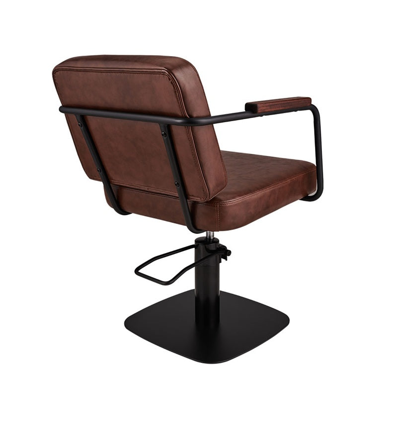 Ayala Enzo C1 – Scaun Profesional de Coafor Maro cu Bază Pătrată Neagră, Design Boho pentru Saloane Moderne