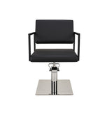 Ayala Loft 01 P-7 Scaun de Coafor Negru cu Bază Pătrată Argintie