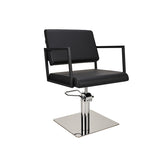 Ayala Loft 01 P-7 Scaun de Coafor Negru cu Bază Pătrată Argintie