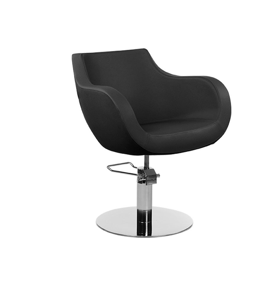 Ayala Thomas 01 P-7 Scaun de Coafor Negru cu Bază Rotundă Argintie