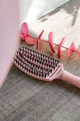 Olivia Garden Fingerbrush Boar & Nylon Pastel Pink – Display Profesional cu 12 Perii pentru Descurcare Ușoară și Strălucire Naturală