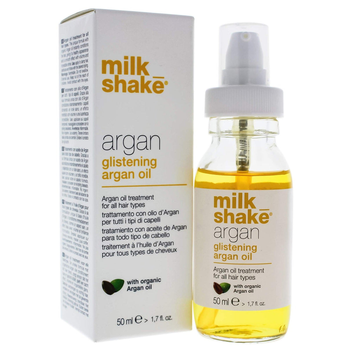 Milk Shake Argan Glistening Oil 50ml – Elixir Prețios cu Ulei de Argan pentru Strălucire, Hidratare și Răsfăț Instant al Părului