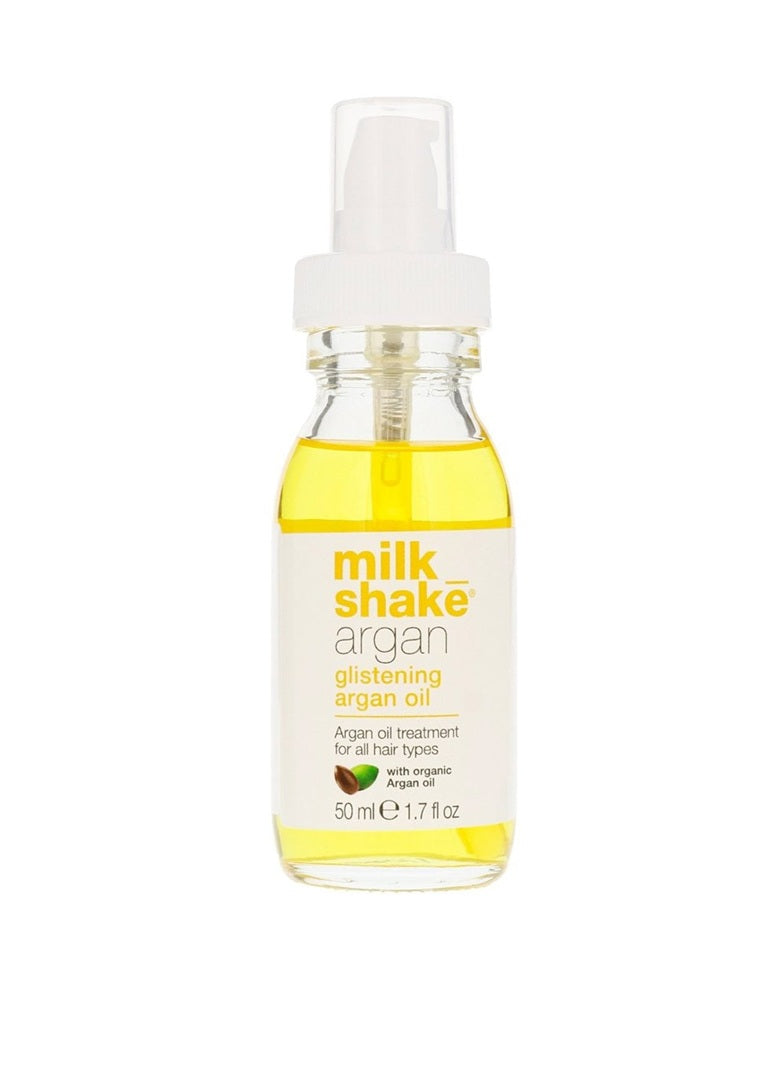 Milk Shake Argan Glistening Oil 50ml – Elixir Prețios cu Ulei de Argan pentru Strălucire, Hidratare și Răsfăț Instant al Părului