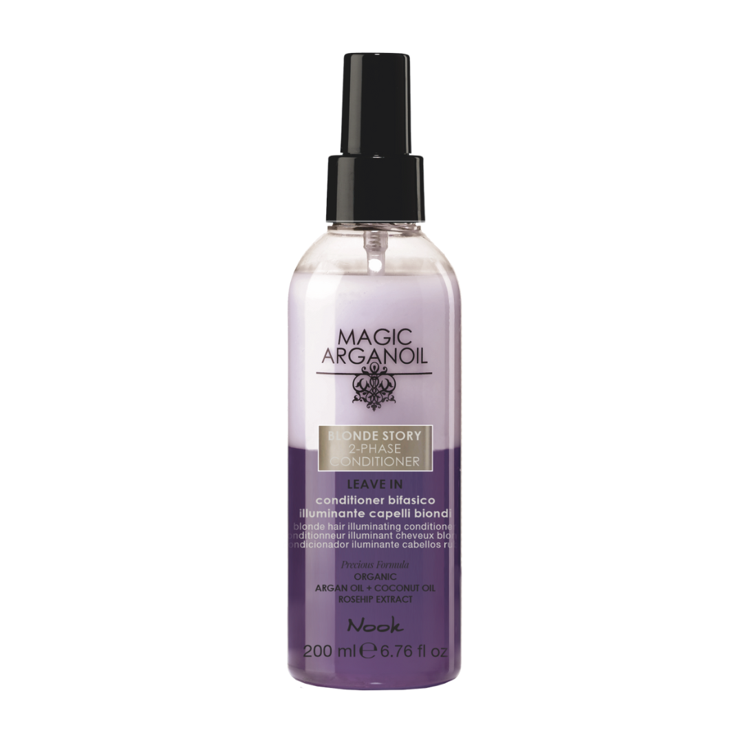 Spray Leave-in Iluminator pentru Neutralizarea Reflexiilor Galbene, Ideal pentru Părul Blond, Nook Magic ArganOil Blonde Story 200ml