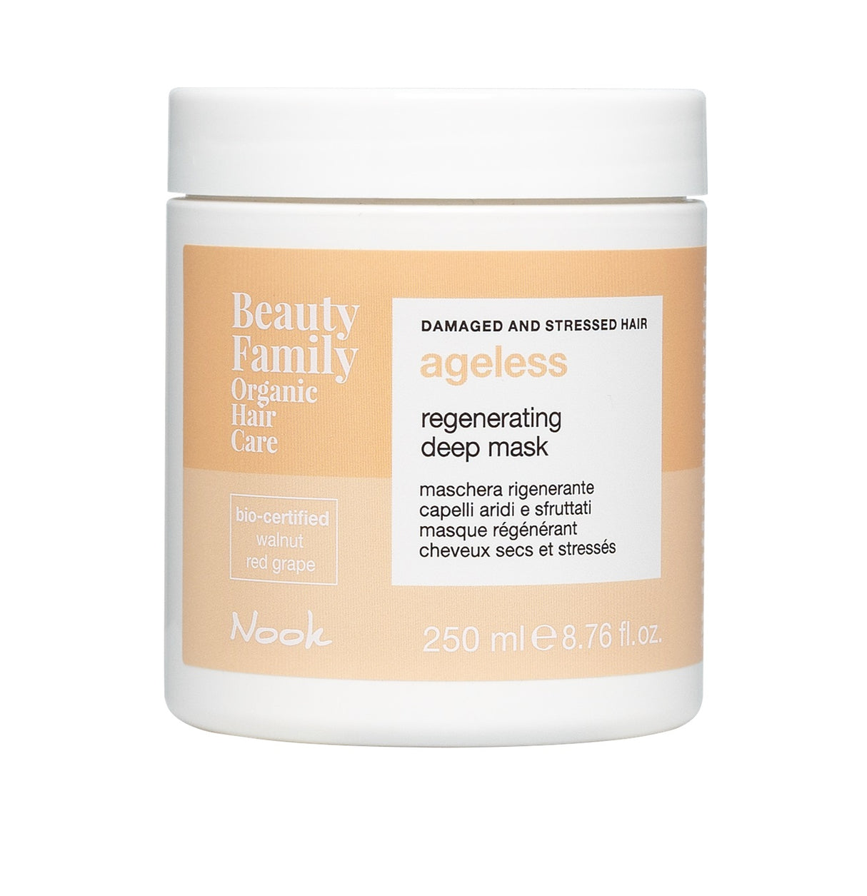 Mască Organică Pentru Regenerarea Părului Uscat Și Deteriorat Nook Beauty Family Ageless Regenerating Deep Mask  250ml