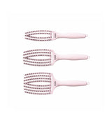 Olivia Garden Fingerbrush Boar & Nylon Pastel Pink – Display Profesional cu 12 Perii pentru Descurcare Ușoară și Strălucire Naturală