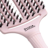 Olivia Garden Fingerbrush Boar & Nylon Pastel Pink – Display Profesional cu 12 Perii pentru Descurcare Ușoară și Strălucire Naturală