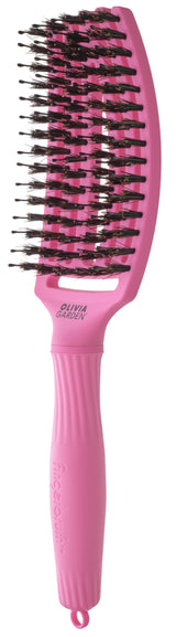 Perie Profesională Curbată Din Păr De Mistreț Și Nailon Olivia Garden Fingerbrush Boar&Nylon ThinkPink 2024 Bubble Pink - Mărime Medie