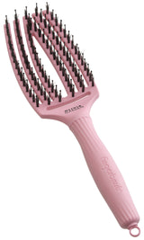 Perie Profesională Curbată Din Păr De Mistreț Și Nailon Olivia Garden Fingerbrush Boar&Nylon ThinkPink 2024 Soft Pink - Mărime Medie