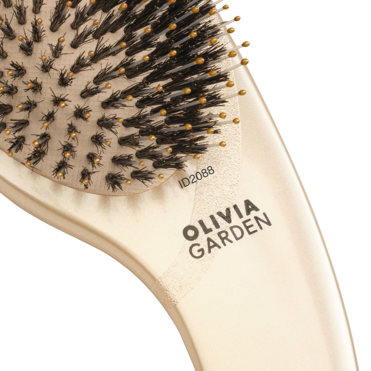 Olivia Garden Expert Care Curve – Perie Profesională cu Peri Naturali de Mistreț și Nylon, Design Ergonomic Curbat, Aurie