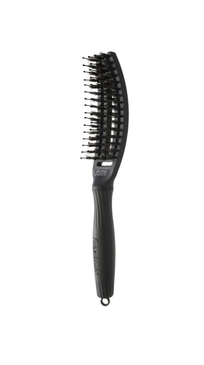 Olivia Garden FingerBrush Combo Small Full Black – Perie Profesională Antistatică pentru Descurcare și Finisaj Neted S